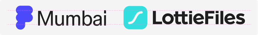 Partner strip example: the chapter logo alongside the LottieFiles logo, cap heights aligned